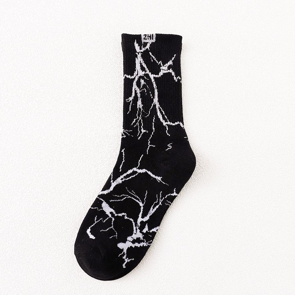 Harajuku Hip-Hop Street Sports Skate Ponožky Kravata Dye Bavlna Lightning Designer Happy White Socks Women