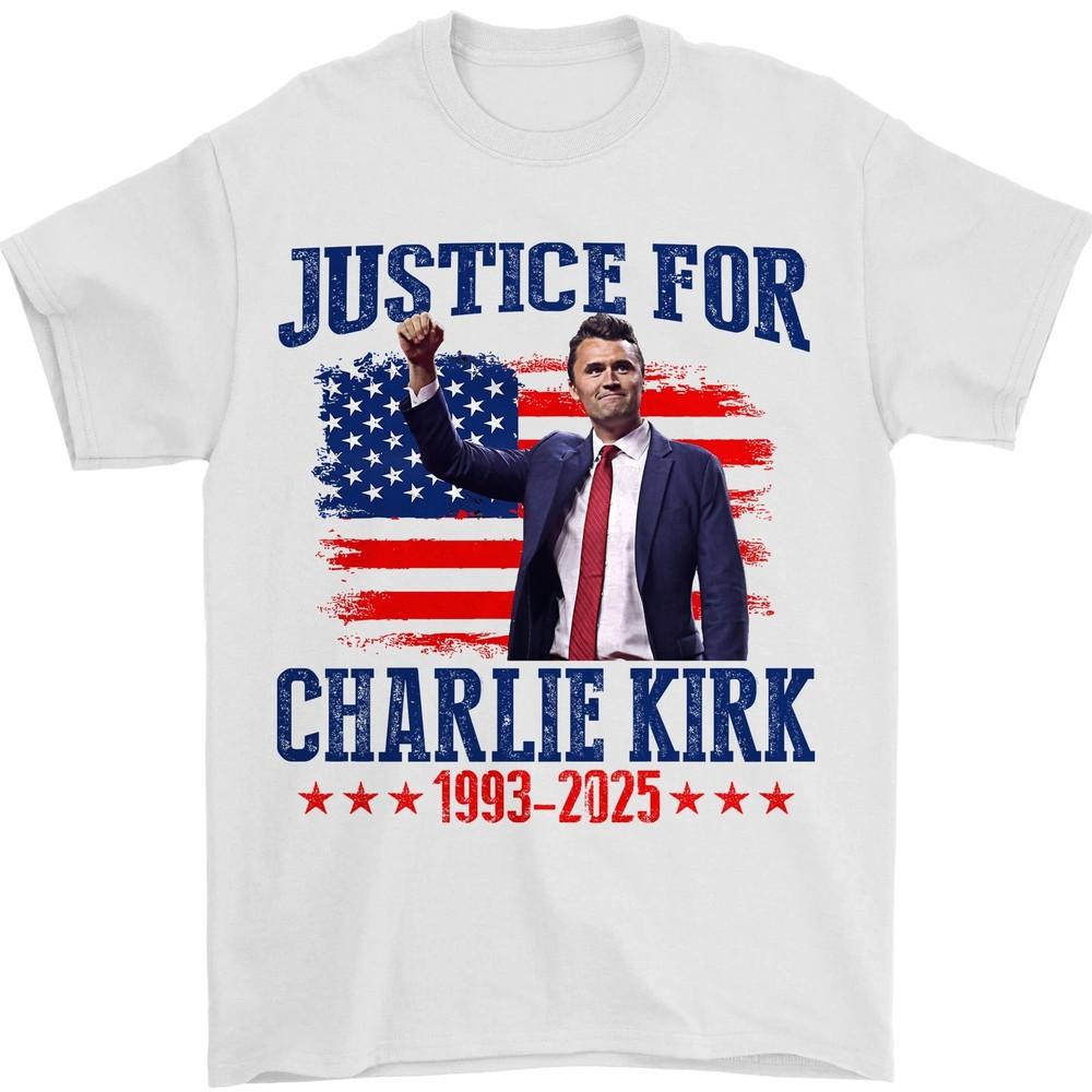 

Justice For Charlie Kirk Shirt True Patriot 1993-2025 Rip Memorial American Flag L