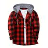 Men's Fall-Design Hooded Checkered Sweatshirt, Flannel Hoodie