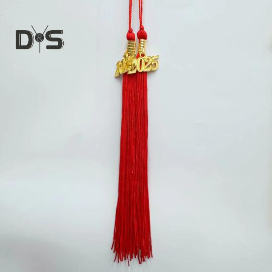 Graduation Hat Tassel with 2025 Date Charm Solid Color 40cm Length Cap Hornor Tassel for Master Bachelor School Graduation Season