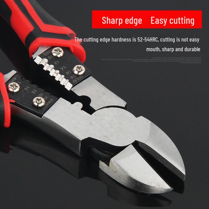 Multifunktionale Elektriker-Diagonalzange: Drahtschneider & Abisolierer mit Seitenschnecke