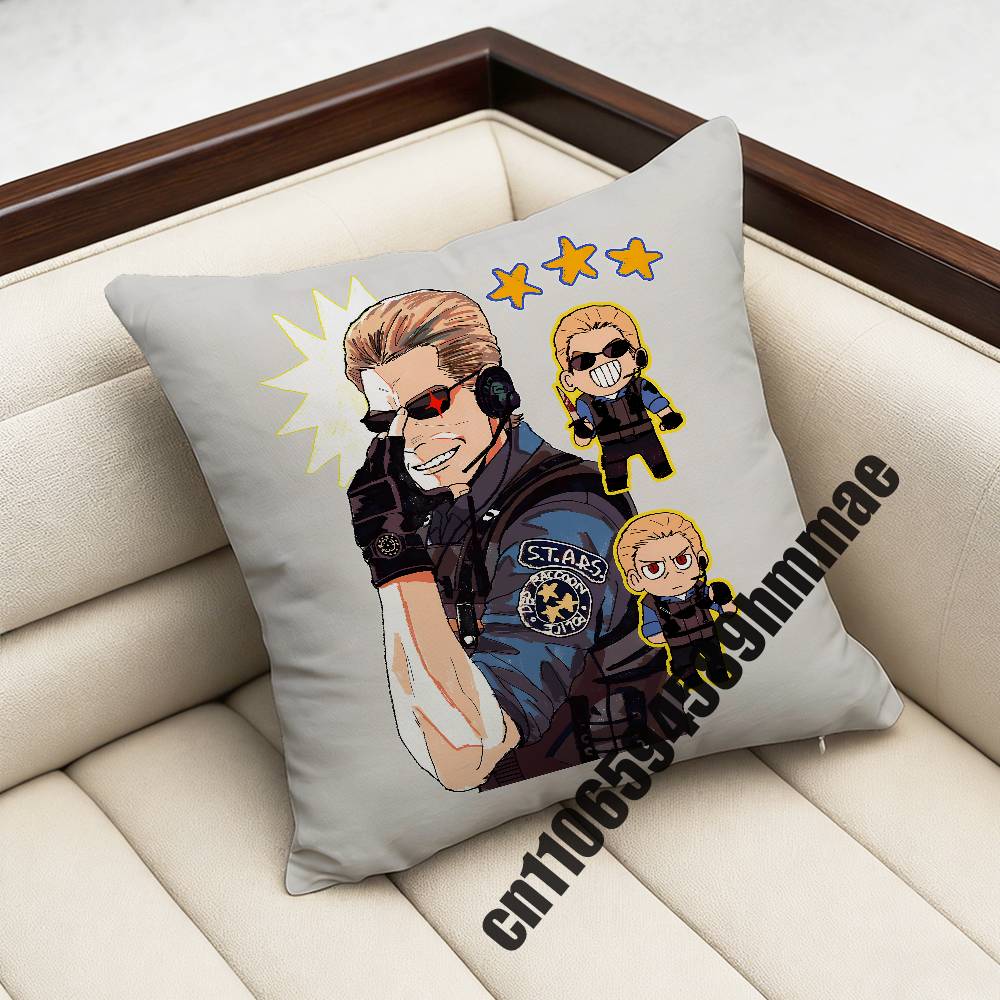 For R-Resident Evil Albert Wesker Throw Pillow Case Sham 45X45Cm Decoration Square Bed Pillowcase Pad Cover