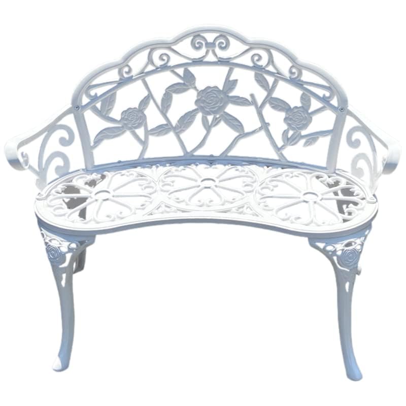 TangXiaoQi Garden Bench, Metal Aluminum Rose, for Garden Porch Park Front Porch Terrace Outdoor (White)