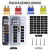 12 Way Marine Fuse Block, 12V Fuse Box with Led Indicator Waterproof Cover, Standard Circuit Marine Fuse Panel with Negative Bus for 12V/24V