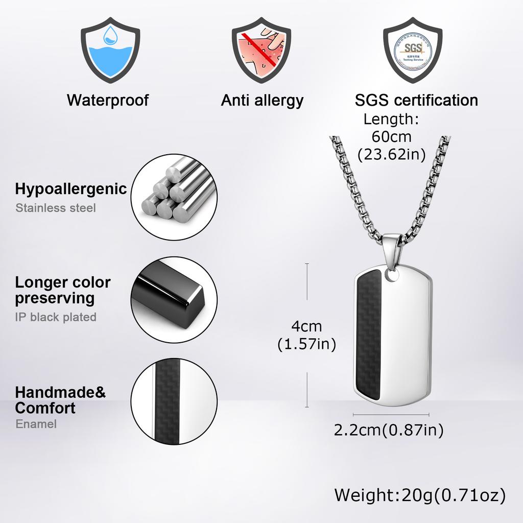 Men's Stylish Dog Tag Pendant Necklace, Stainless Steel Geometric Dog Tag Necklace, Fashion Casual Jewelry Gifts for Father Day