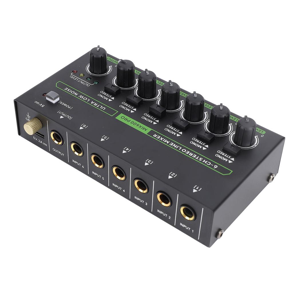 Studio Sound Mixer RGB Light Low Noise 6 Channels Mono Stereo Professional Sound Mixer for Home US