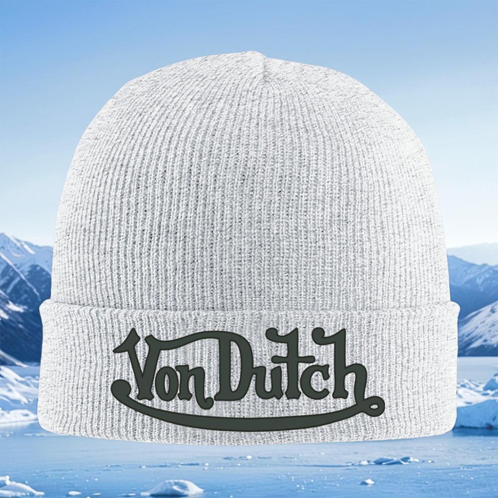 Von Dutch stylish logo design Men Women Unisex Knitted Hat Beanie Pullover Cap Winter Thermal Warm Christmas Outdoor Cycling Hik