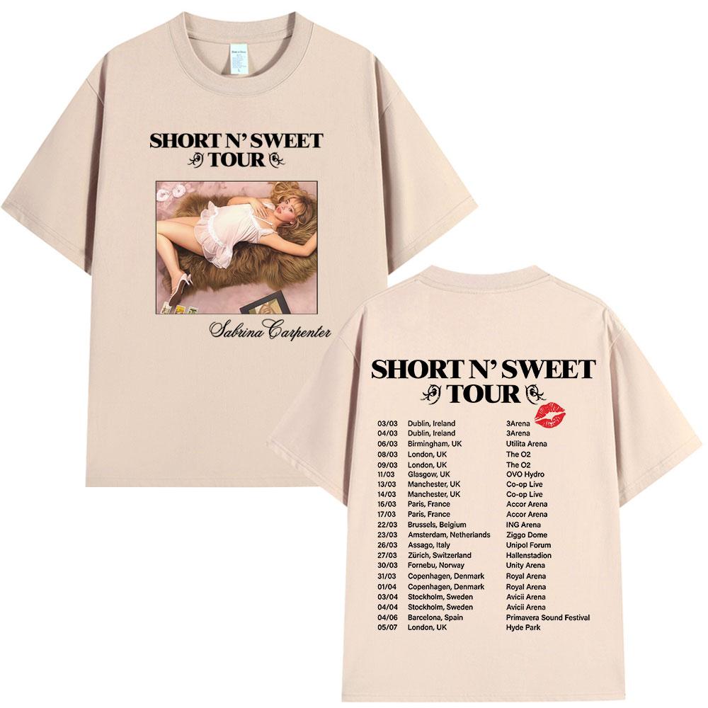 Sabrina Carpenter Short N Sweet Tour 2025 T Shirt Fans Gift Unisex Women Clothing Harajuku Aesthetic Tshirts Cotton Loose Tshirt