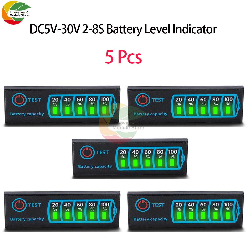 2S-8S 18650 Li-ion Lipo Lithium 5-30V Lead Acid Battery Level Indicator Tester LCD Display Meter Module Capacity Voltage Meter