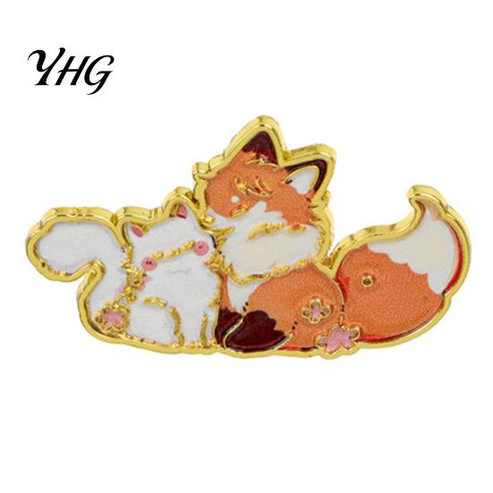 Cartoon Animal Badge Enamel Brooch Pin, Bear Penguin Fox Dog Hedgehog Badge, Decorative Men Women Alloy Pin for Coats Sweaters Scarves