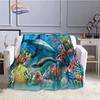 Marine Life Blanket Fashion Marine Organism Oceanic Dolphins  Flannel  Quilt Cover Travel Bedding Throw  Bedspread