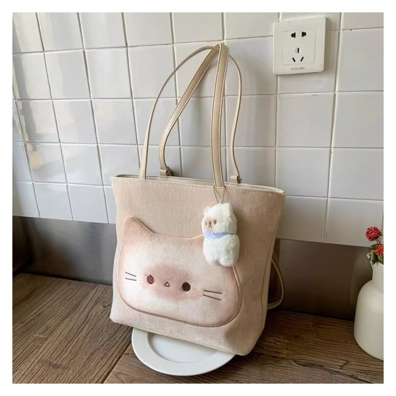 Three-purpose Bag, Backpack, Cat Tote Bag, Student Portable Leisure Women's Bag, Shoulder Bag, Large-capacity Commuter Mori Tide