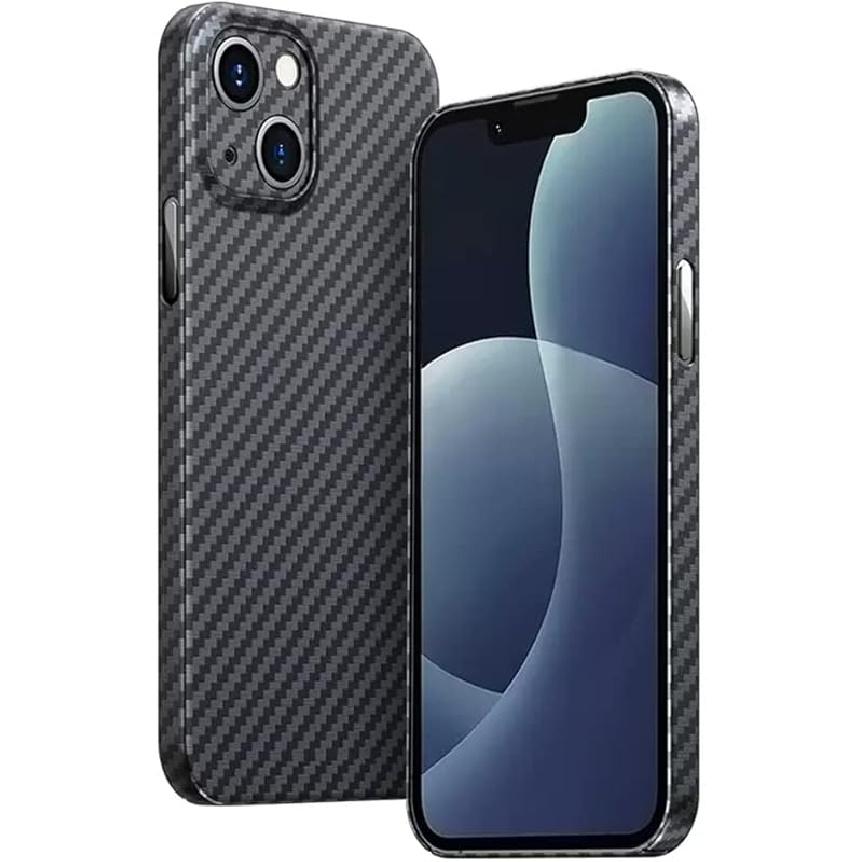 RIZZ Real Carbon Fiber iPhone 15 Case Slim Thin Skin Friendly Feeling Aramid Fiber Phone Case for Men Support Wireless Charging Drop Protection (for