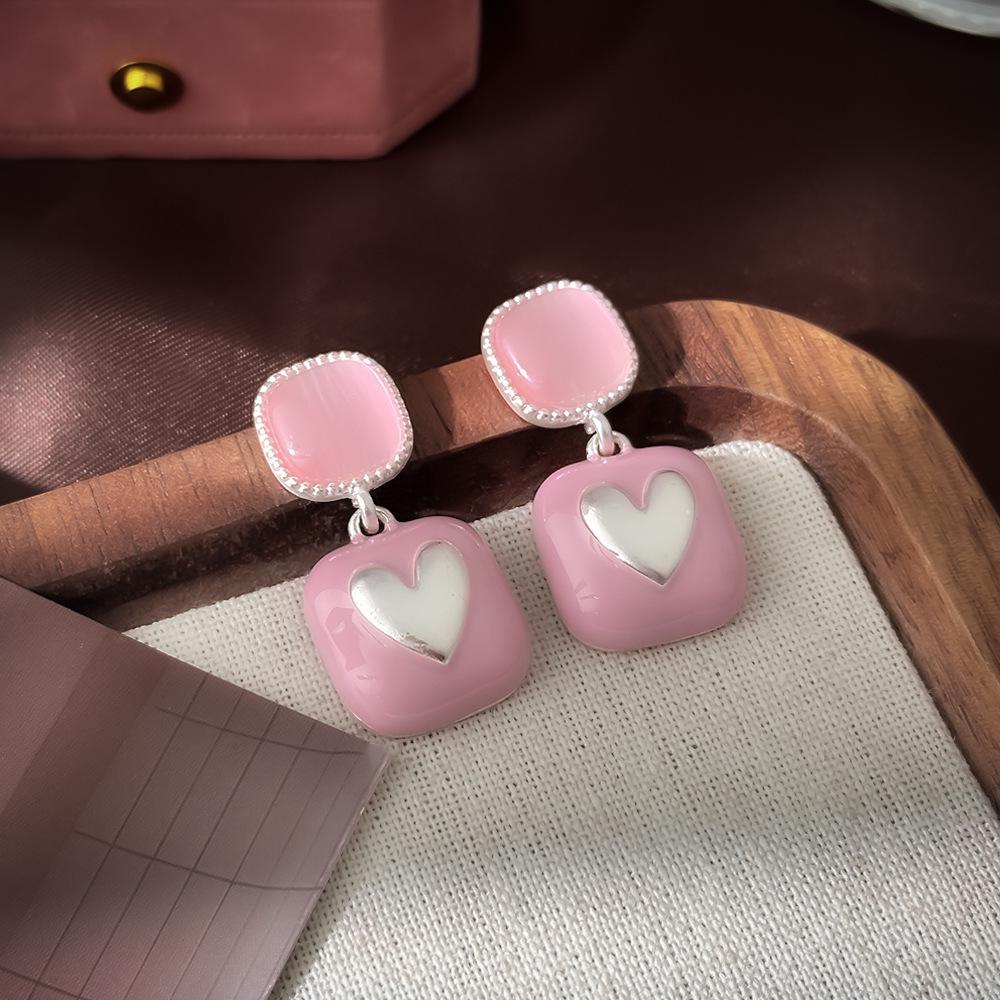 Silberne Nadel Katzenaugenstein Blume Ohrringe - Elegantes, vielseitiges Modeaccessoire für Frauen
