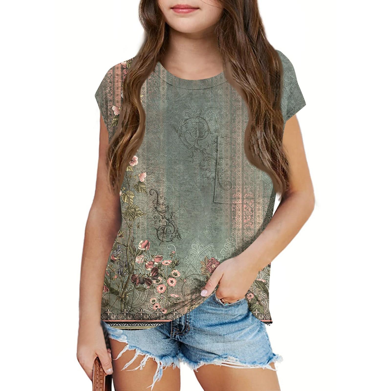 Children Summer Leisure Round Collar Printed Fashion Coat Pocket 130