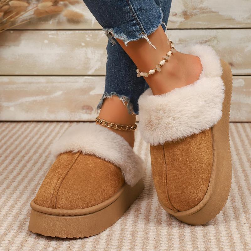 

Мода 2025 Новые Высококачественные Женские Меховые Снежные Тапочки Зимняя Мода Домашние Плюшевые Туфли Легкие Комнатные Тапочки Популярная Обувь 40-41 шоколадный