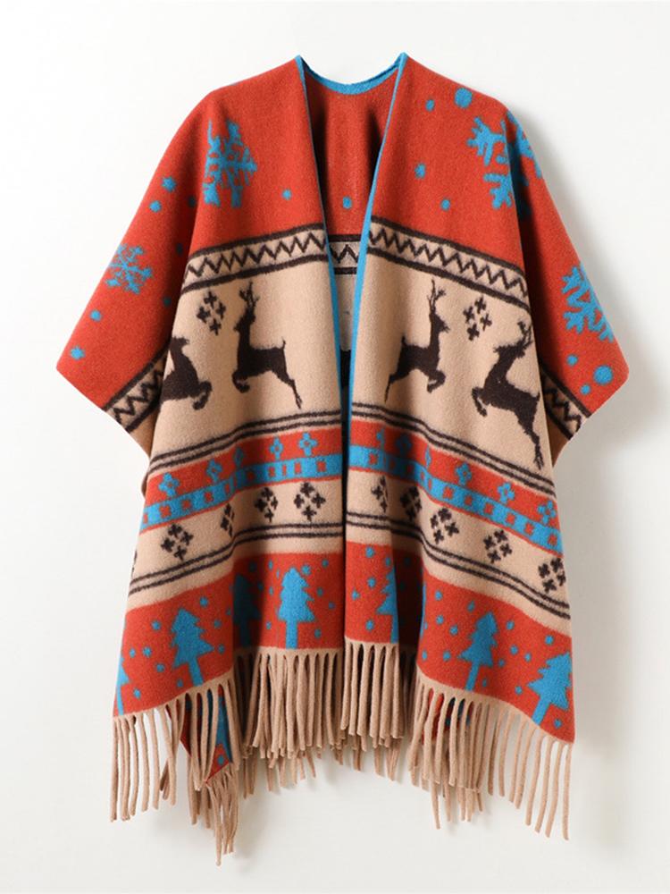 Winter Women Scarf Layers Poncho Elegant Lady Animal Print Tassel Wraps Shawl Casual Warm Scarve Capa Para Mujer Pashmina Cloak