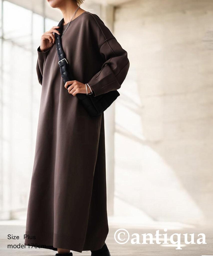 Antiqua Sponge Knit Regular to Size Mocha Dress, Women's, PN-00488, (equivalent S-L), 47,