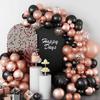 Black Rose Gold Balloon Arch Party Balloon Wreath Kit Birthday Wedding Scene Decoration