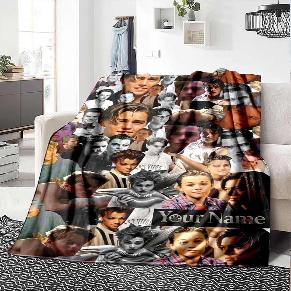 Name Custom Leonardo DiCaprio Print Flannel Blanket High Quality Warm Comfortable Cover for All Seasons Perfect for Gifts Home Decor