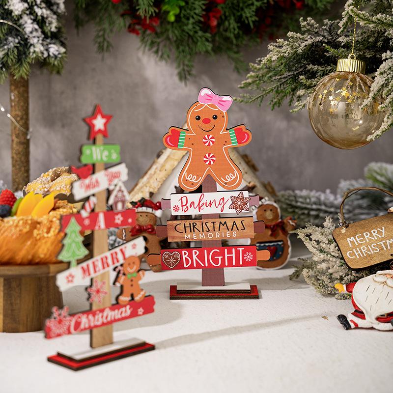 Desktop Christmas Tree Santa Claus DIY Decoration Wooden Christmas Signs Plaque Xmas Decoration New Years Party Gifts