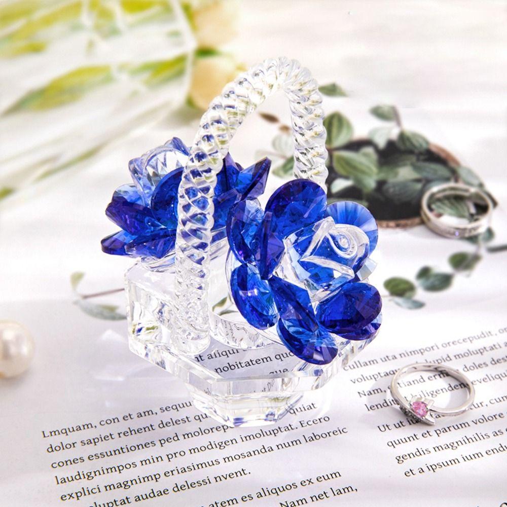 Krystallkunst Krystall Blomsterkurv Figurer Små Bilpynt TV-hylle