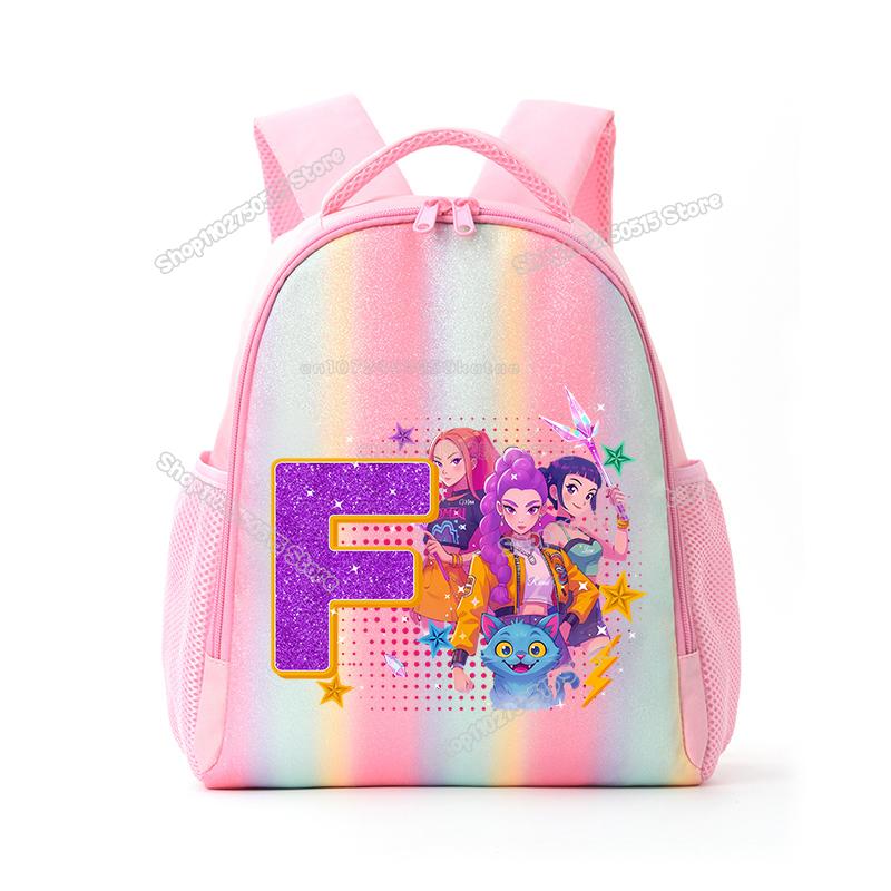 Perfect KPop Demon Hunters Letter A-Z Rainbow Backpack Rumi Mira Zoey Student School Backpack Anime Movie Women Girl Travel Rucksack