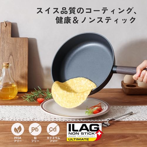 SENSARTE Deep Frying Pan, 28cm, with Lid, Non-Stick, Induction Compatible, Gas Compatible, Stir-Fry Pan, All Heat Sources, Non-Stick, 5-Layer Construc