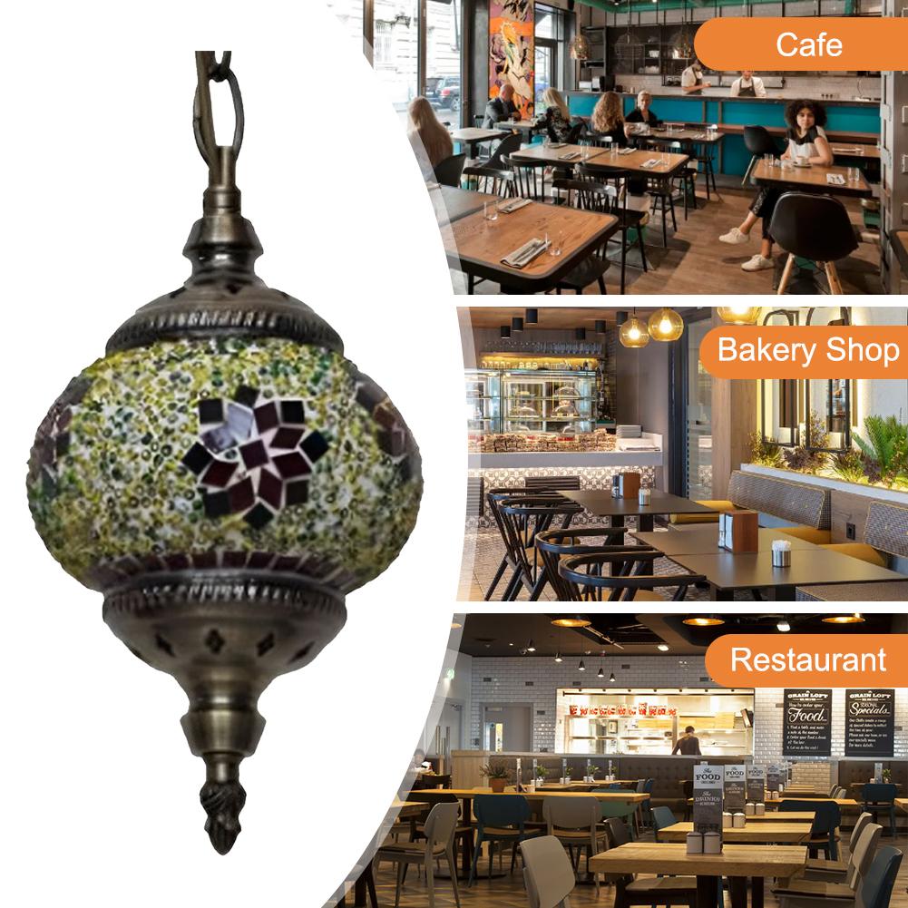 Turecká Marocká Mozaiková Závěsná Stropní Lampa E27 Dekorativní Skleněná Koule Svítidlo Romantická Restaurace Klub Jednohlavý Lustr