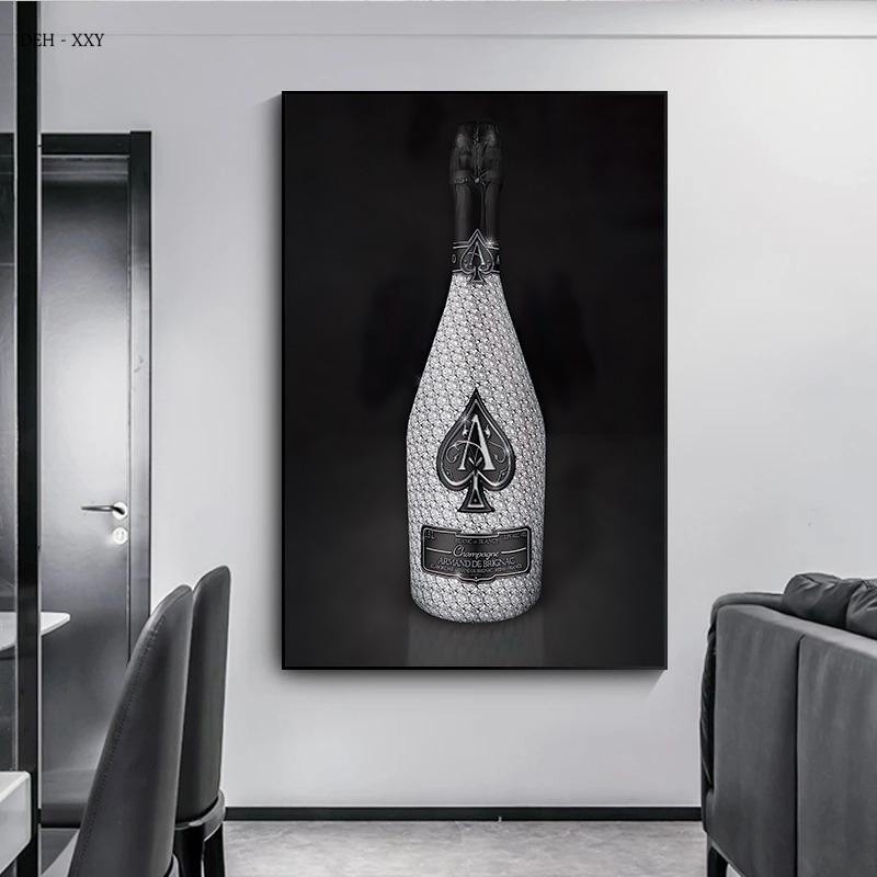 Champagne Bottle Canvas Posters and Print Luxury Mural Pictures Wall Art Canvas Painting for Modern Home Dinning Room Wall Decor