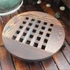 Wooden Planter Caddy Potted Plant Stand with Wheels,Rolling Round Flower Pot Base Roller Tray Planter Cart,30cm
