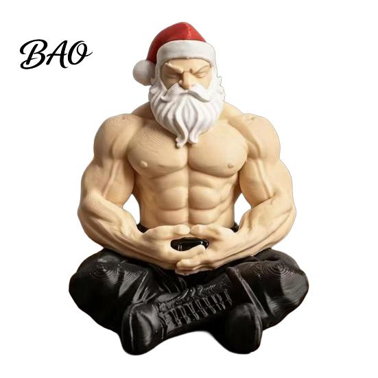 Durable Resin Santa Sculpture Muscular Claus Figurine, Funny Hilarious Strong Statue, Novelty Statue Christmas Collectible Desktop Ornament