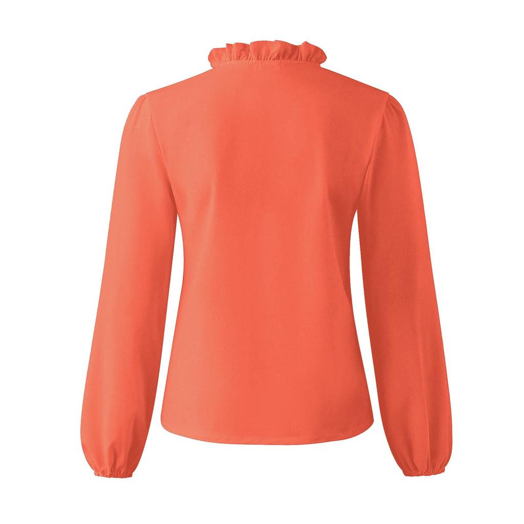 Damska bluzka z długim rękawem i falbankami, europejski i amerykański styl, kolekcja Wiosna/Lato 2025