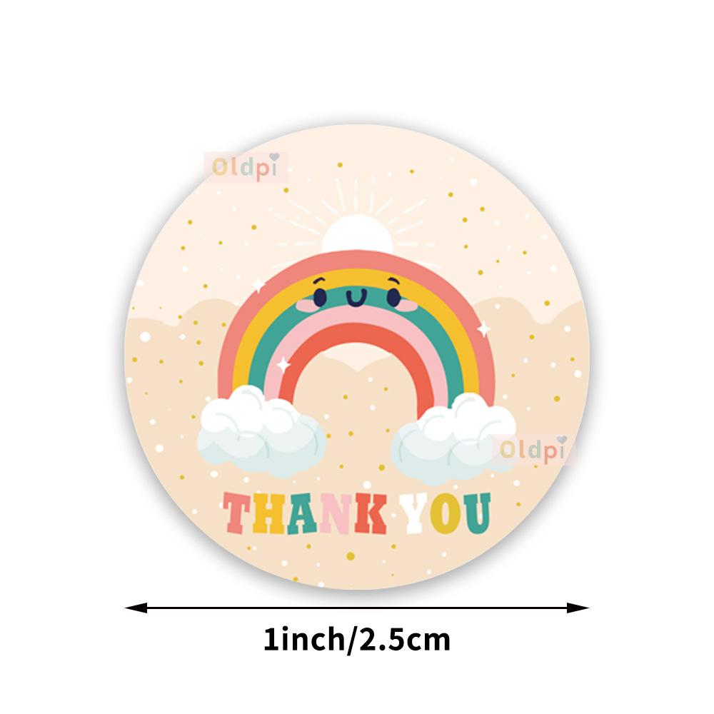 50-500Pcs Rainbow Thank You Stickers Round Scrapbooking Stickers Wedding Party Envelope Gift Seal Labels Stationery Sticker
