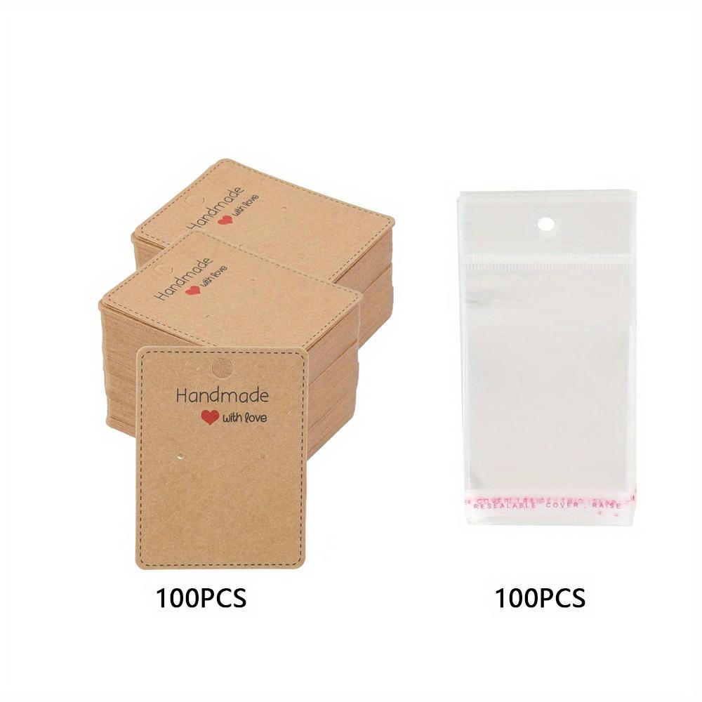 

1 комплект/ 100 шт. Карточка для серег для упаковки ювелирных изделий, DIY клипсы для серег, карточка для демонстрации с пакетом, бумажная карточка для упаковки серег, колец, подвесок 100pcs
