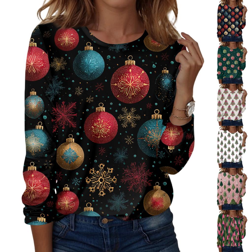 Women's Fashion Casual H Printed V-Neck Long Sleeve Decorative Button T-Shirt Tops