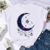 Retro Moon Short Sleeve Tshirt Womens Printed Summer Fashion Trend Beautiful Top Casual Shirts Cartoon Round Neck Simple Tees