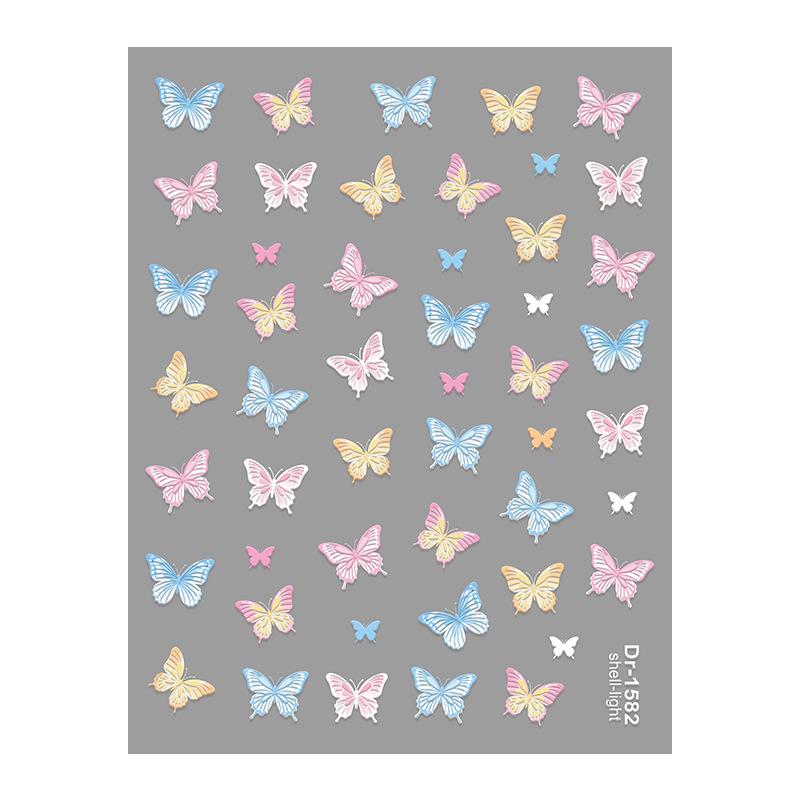 Redanco 5D Embossed Cartoon Nail Art Stickers: Shell Light Butterfly 3D Nail Stickers (DR1582) - Hot Selling