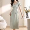 La Chapelle Pleated Short-Sleeve Summer Dress