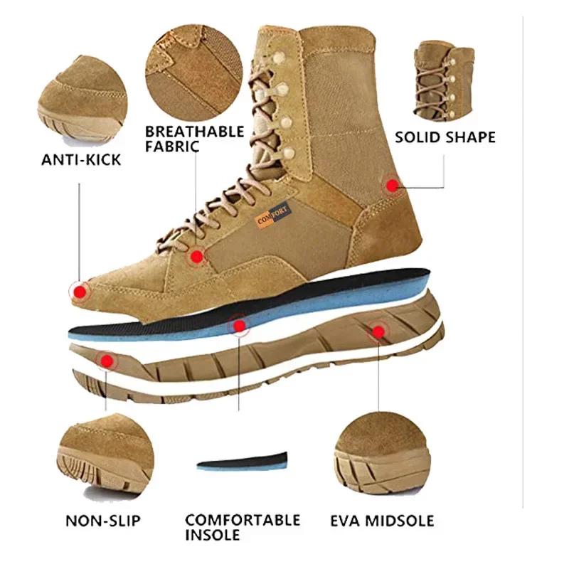 Fashion High Quality Outdoor Men's Hiking Shoes Desert High Tactical Boots Men's Soldier Combat Boots