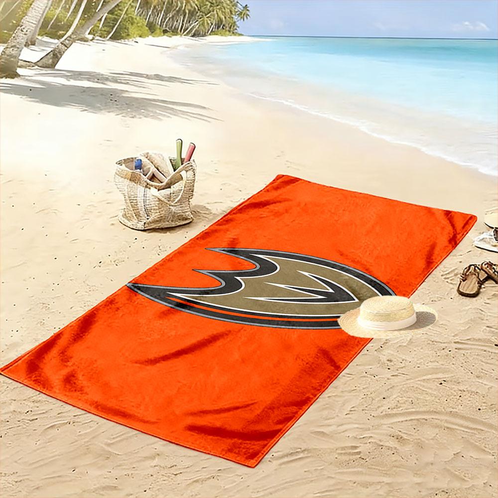 Duck Logo On Orange Background Patterned Beach Towel Quick Dry Perfect for Travel Outdoor Sports Jogging the Beach and Swimming