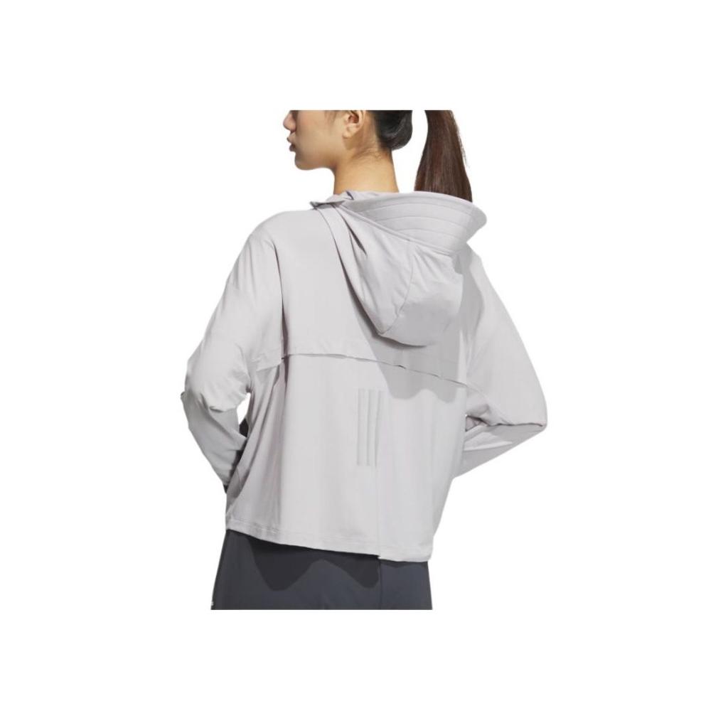 Adidas Knit UPF Jacket Quick-Drying Sports Casual Hooded Sun Protection Women Jackets Light-Gray JJ1334