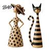 Thoughtful Gifts for Cat Owners Vintage & Lady Resin Sculpture, Artistic Striped Statues, Sculptures Elegant Polka Dot Ornament, Housewarming