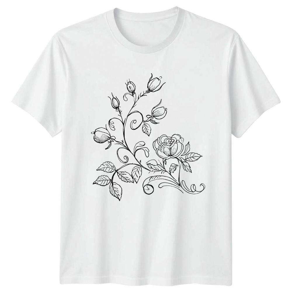 Vintage Botanical Rose Flower Sketch TShirt Gift For Him And Her S