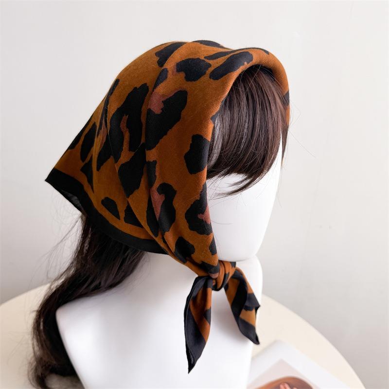 Women S Leopard Print Small Square Scarf For Sun Protection And Fashion