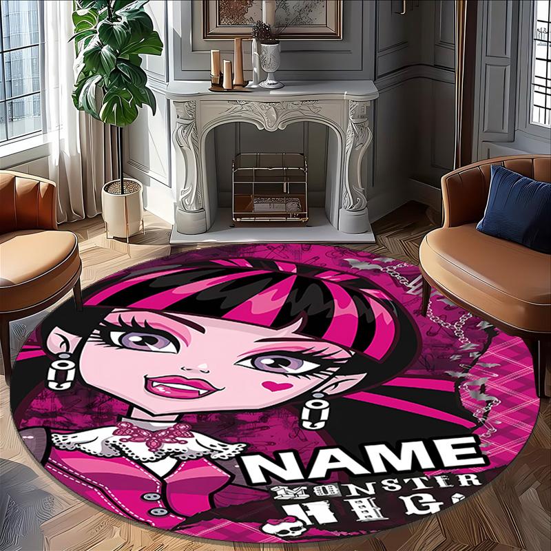 Customizable Monster High Draculaura2 Round Non-Slip Carpet - Ideal for Garden, Picnic, Office, Perfect for Decoration, Suitable For All Seasons
