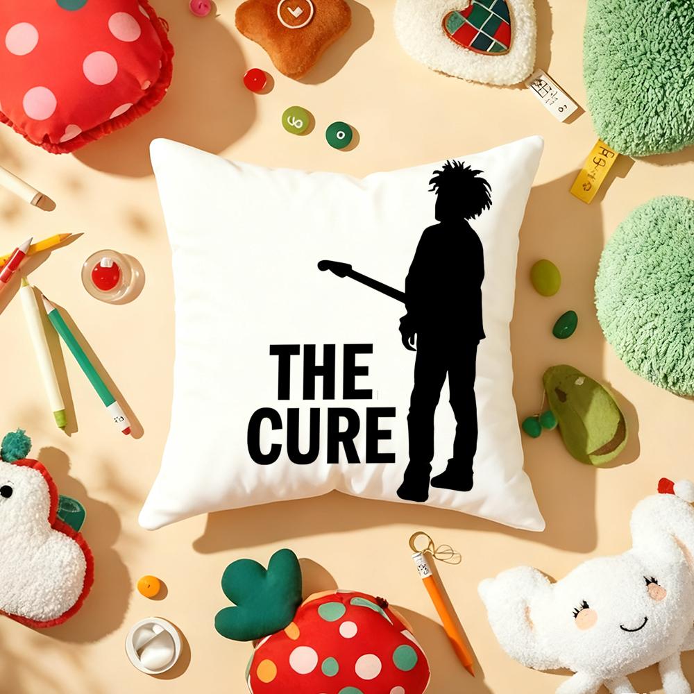 Vintage The C-Cure Rock Band Cushion Cover Plush Fabric Soft Double-Sided Printed Sofa Warm Winter Home Gift Pillow Cover