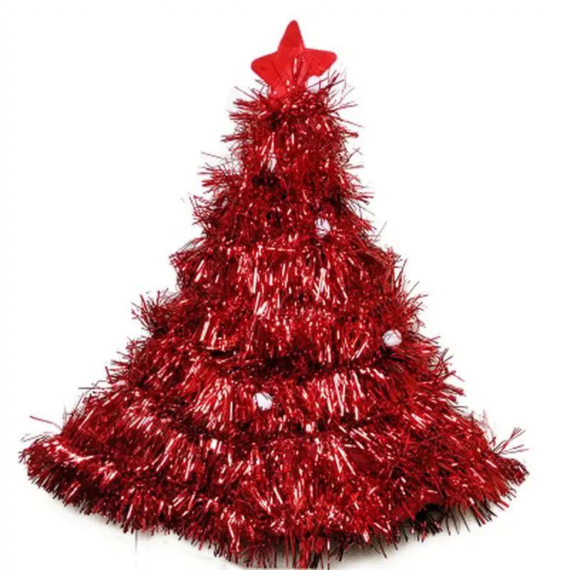 Beautiful Tinsel Christmas Tree Hat On 1pc Headband Father Christmas Xmas Party Santa Fancy Dress Costume Hat Christmas Hat
