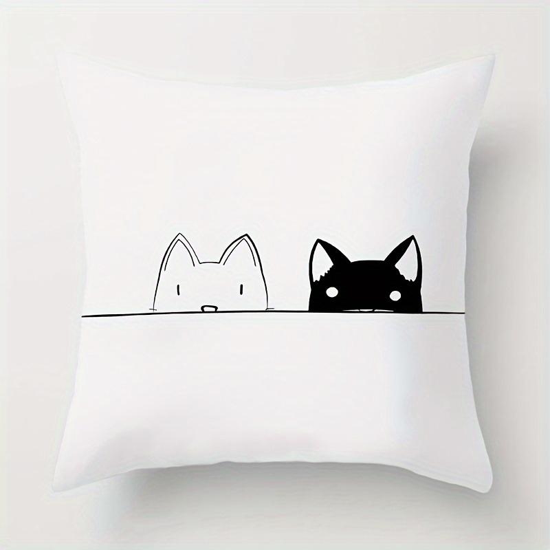 

Cute Black Cat Silhouette Pillowcase - Whimsical Cushion Cover for Pet - Lovers Home Decor 16x16Inch