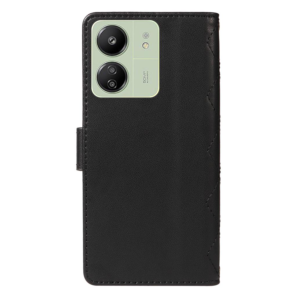 For Xiaomi Redmi 13C 5G/13C 4G/13R 5G/ Poco C65 4G/Poco M6 5G Case Wallet Rhombus Leather Phone Cover with Shoulder Strap,Wrist Strap